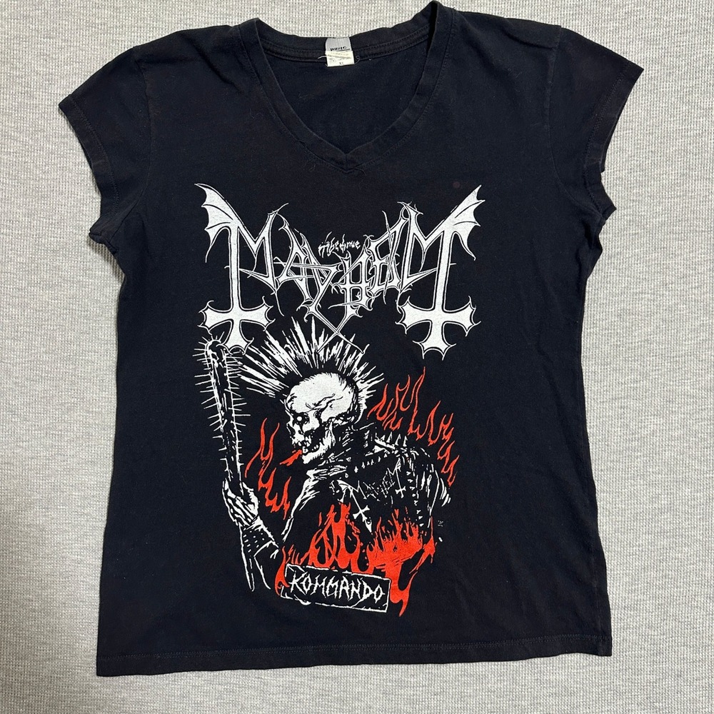 Mayhem Southern Ritual 2023 Tour Double Sided V-Neck Band Tee Womens Black XL BM